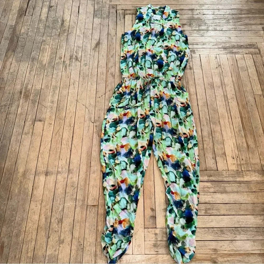 Silk Floral Sleeveless Jumpsuit - Picture 2 of 11